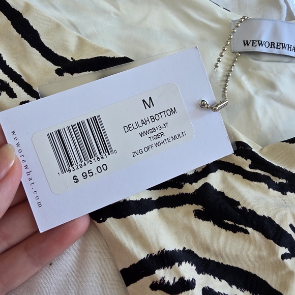 WeWoreWhat Off-White and Black Tiger Print Bikini Bottom - Picture 2 of 4